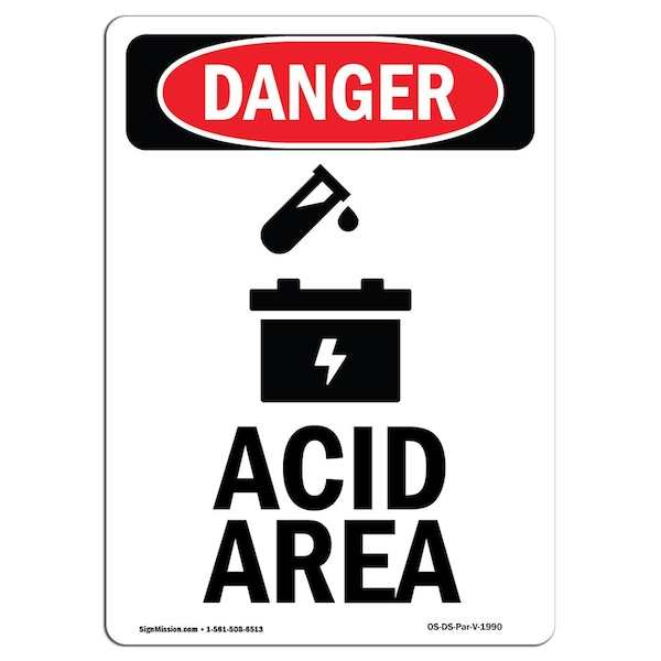 Safety Sign, OSHA Danger, 5" Height, Portrait, D-35-V-1990-10PK
